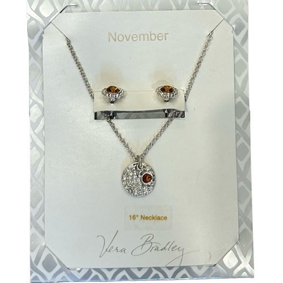 Vera Bradley November Carded Necklace and Earrings in Silver Tone NWT - Picture 2 of 6